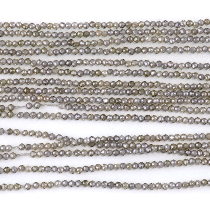 Natural Zircon Grey Gold 2mm Faceted Round A Grade - 15-16 Inch