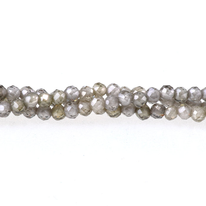 Natural Zircon Grey Gold 2mm Faceted Round A Grade - 15-16 Inch