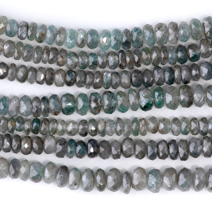 Blue Zircon 3x4-4x7mm Graduated Faceted Rondelle Necklace - 15-16 Inch