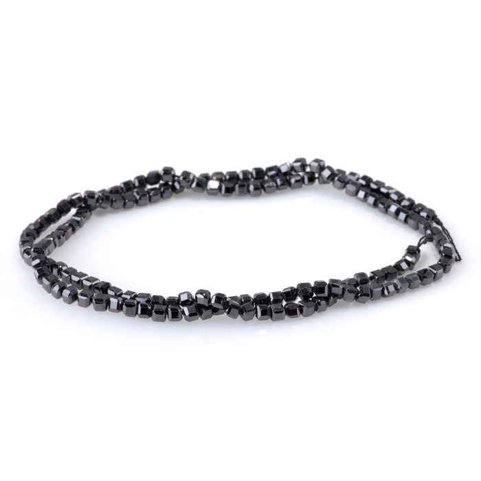 Cubic Zirconia (CZ) Black 3mm Faceted Cube  - 15-16 Inch