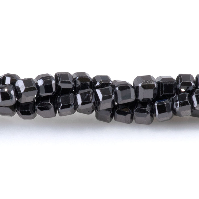 Cubic Zirconia (CZ) Black 3mm Faceted Cube  - 15-16 Inch