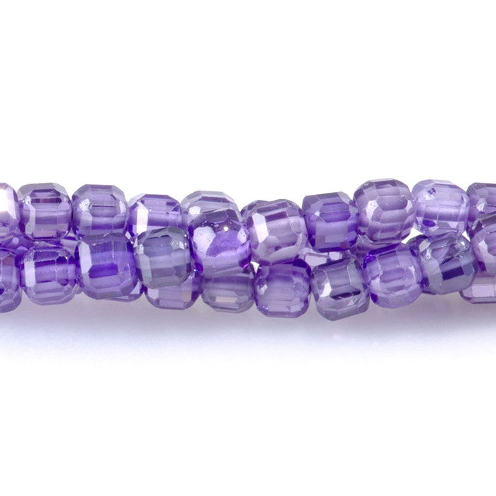 Cubic Zirconia (CZ) Dark Purple 3mm Faceted Cube - 15-16 Inch
