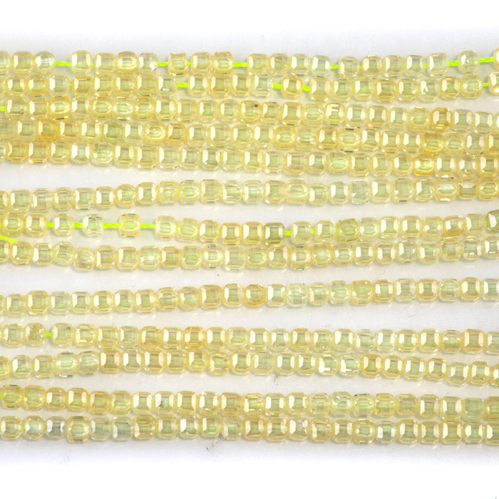 Cubic Zirconia (CZ) Lemon 3mm Faceted Cube - 15-16 Inch