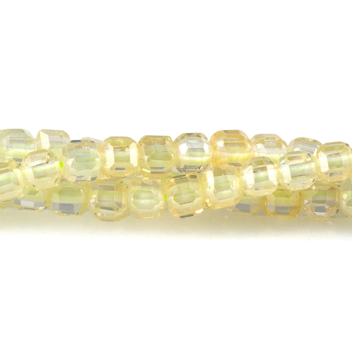 Cubic Zirconia (CZ) Lemon 3mm Faceted Cube - 15-16 Inch