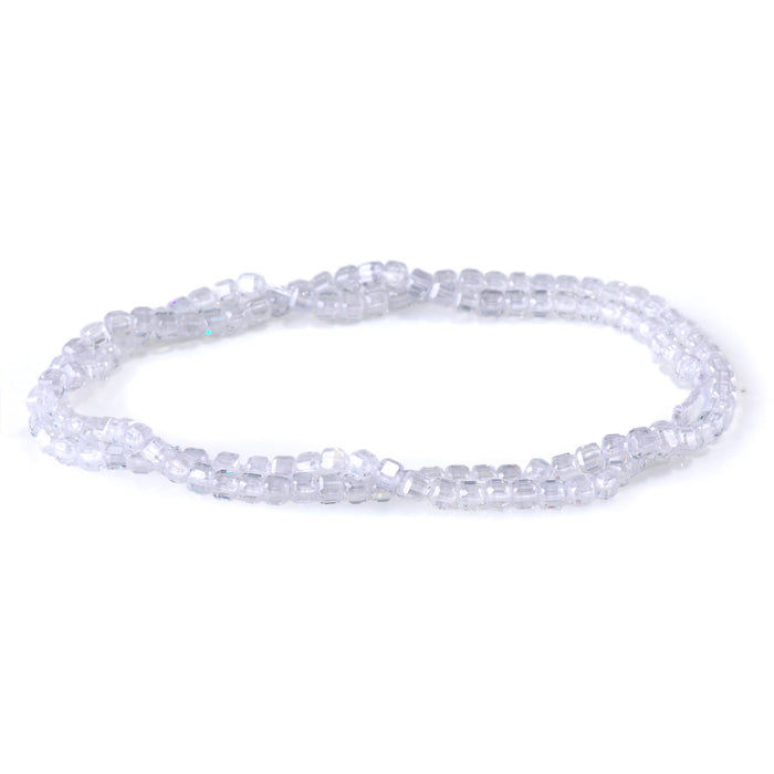 Cubic Zirconia (CZ) White 3mm Faceted Cube  - 15-16 Inch
