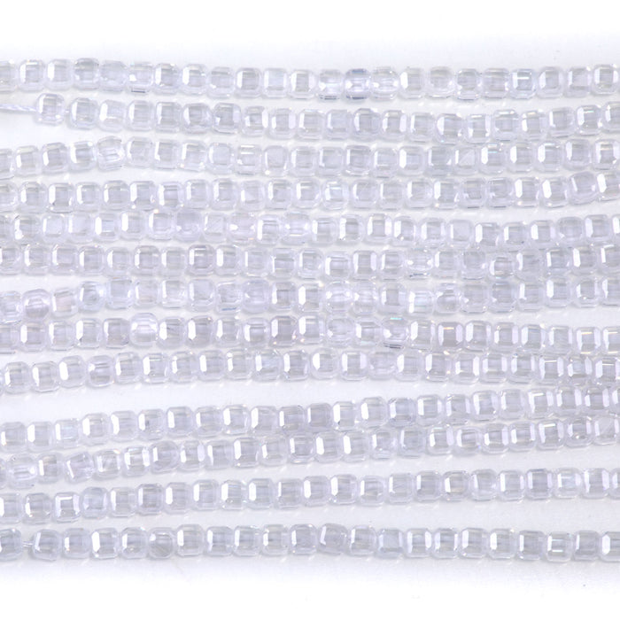 Cubic Zirconia (CZ) White 3mm Faceted Cube  - 15-16 Inch