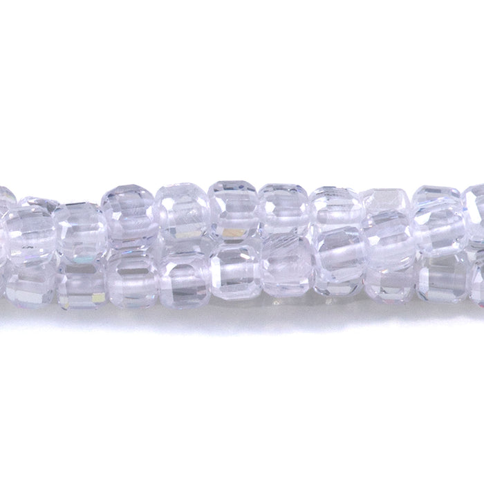Cubic Zirconia (CZ) White 3mm Faceted Cube  - 15-16 Inch
