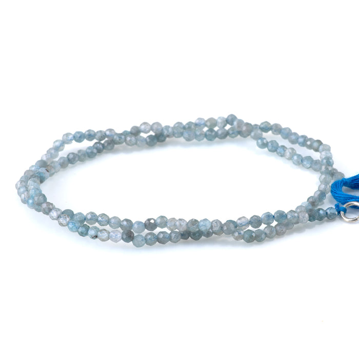 Blue Zircon 3mm Faceted Round - 15 Inch