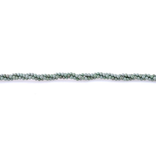 This is a Dakota Stones 3mm Zirconia Dark Grey Pearl Synthetic Gemstone strand with faceted round beads in 5-15 inch strand.