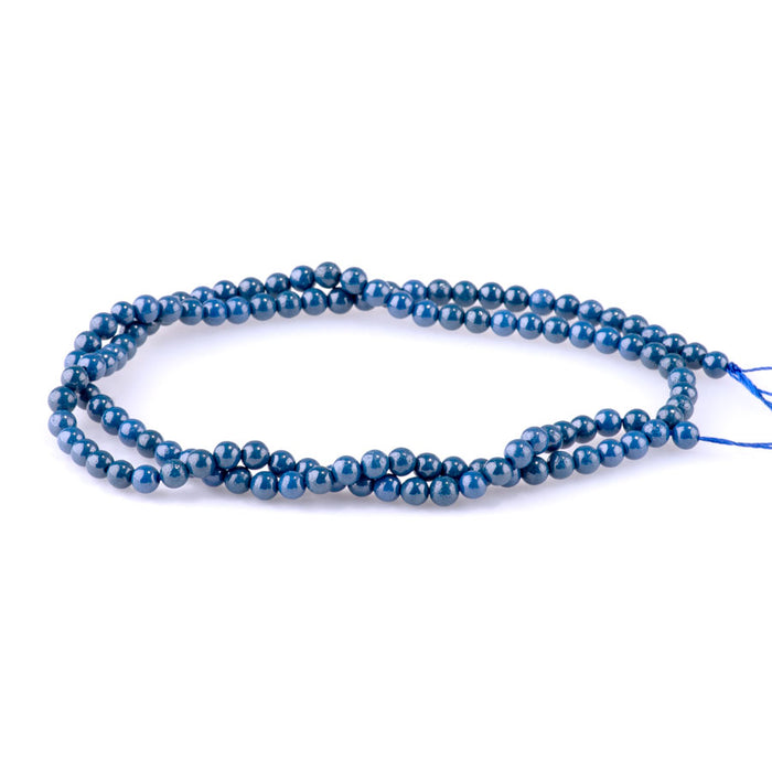 Zirconia 3mm Round Lapis Pearl (Synthetic) - 14.5-15 Inch