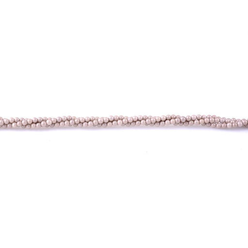 This is a Dakota Stones 3mm Zirconia Light Brown Pearl Synthetic Gemstone strand with faceted round beads in 5-15 inch strand.