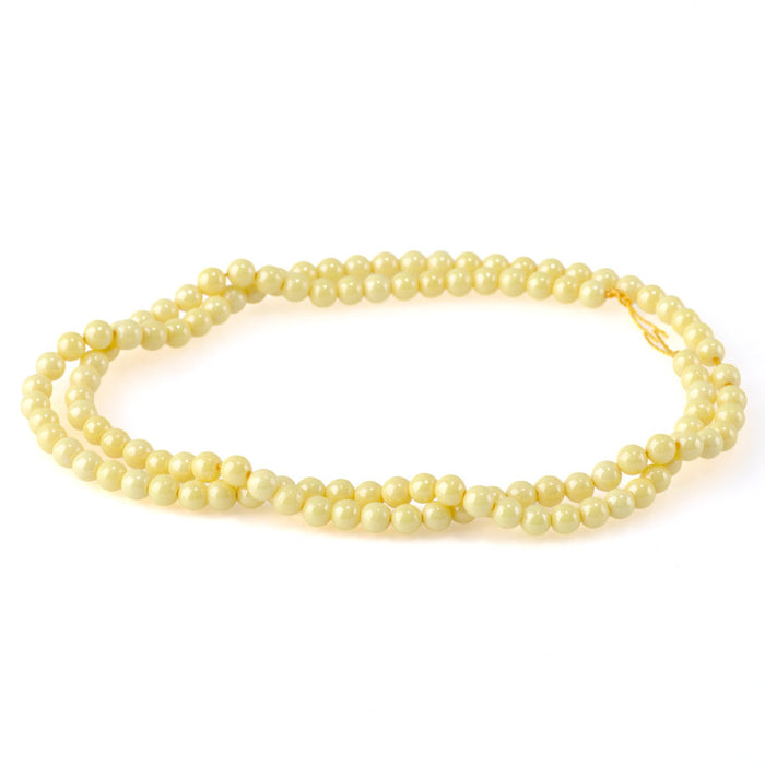 Zirconia 3mm Round Light Yellow Pearl (Synthetic) - 14.5-15 Inch