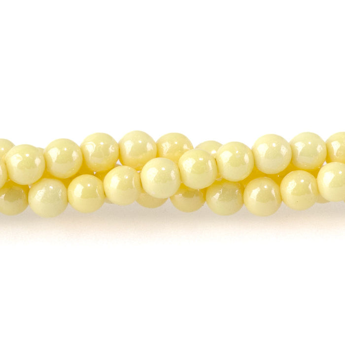 Zirconia 3mm Round Light Yellow Pearl (Synthetic) - 14.5-15 Inch