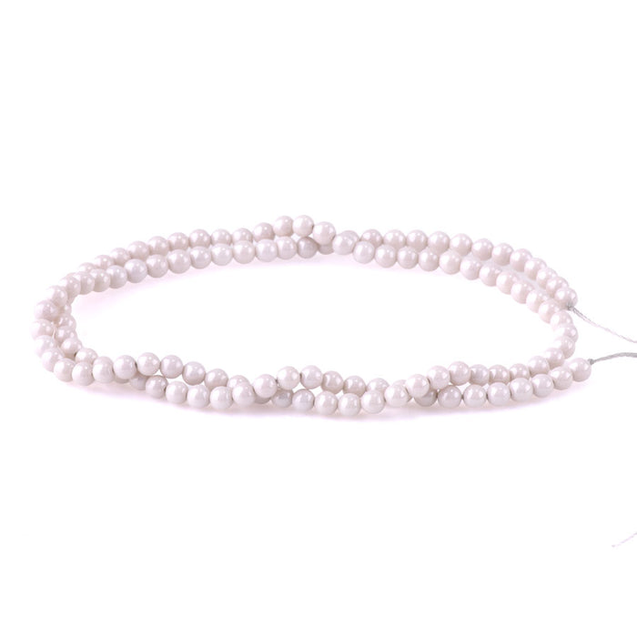 Zirconia 3mm Round White Sand Pearl (Synthetic) - 14.5-15 Inch