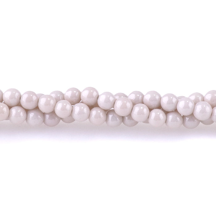 Zirconia 3mm Round White Sand Pearl (Synthetic) - 14.5-15 Inch