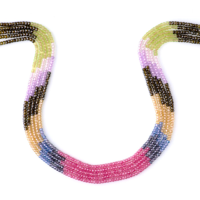 Zirconia 2x3mm Faceted Rondelle 10 Multi Color Banded - 15-16 Inch