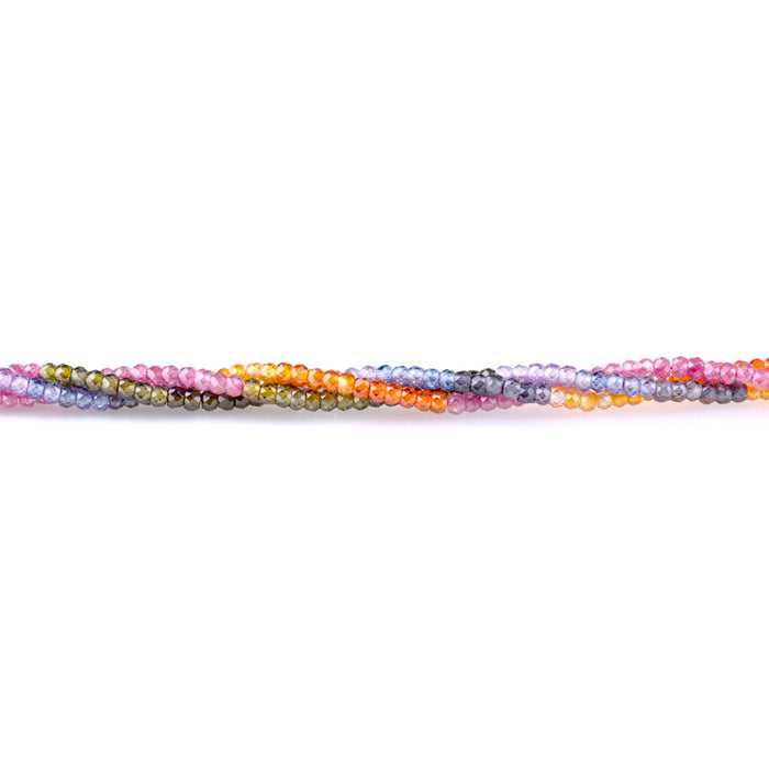 Zirconia 2x3mm Faceted Rondelle 9 Multi Color Banded - 15-16 Inch