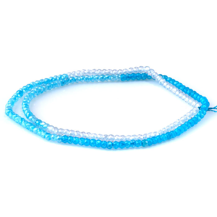 Zirconia 2x3mm Faceted Rondelle Blue Banded - 15-16 Inch