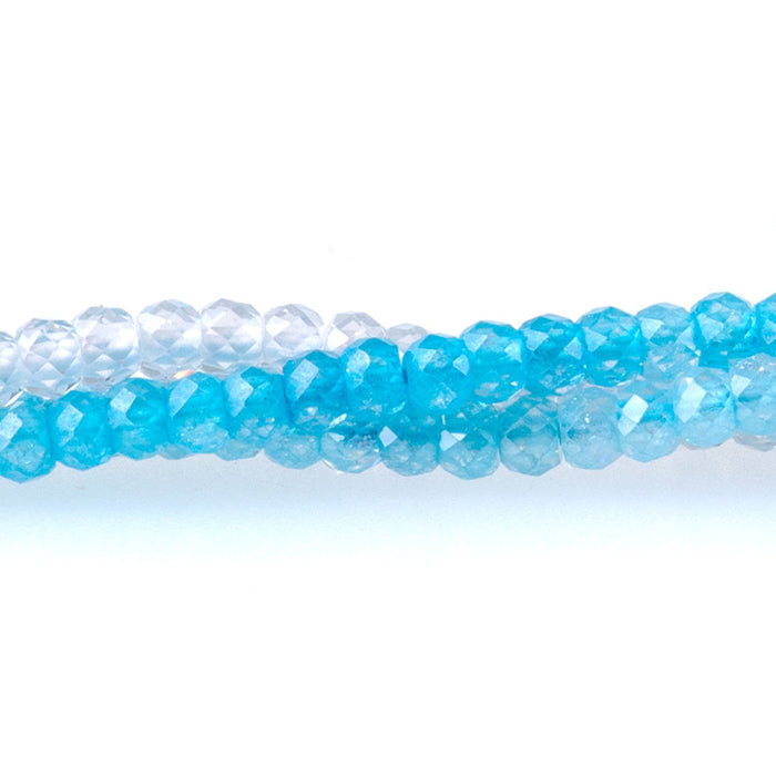 Zirconia 2x3mm Faceted Rondelle Blue Banded - 15-16 Inch