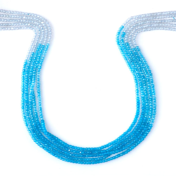 Zirconia 2x3mm Faceted Rondelle Blue Banded - 15-16 Inch