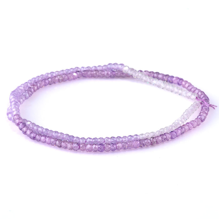 Zirconia 2x3mm Faceted Rondelle Lavender Banded - 15-16 Inch