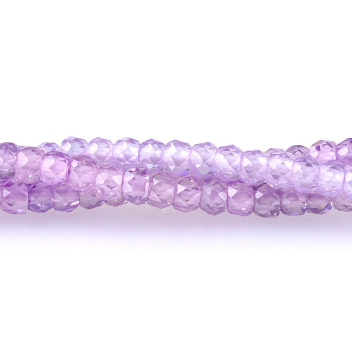 Zirconia 2x3mm Faceted Rondelle Lavender Banded - 15-16 Inch