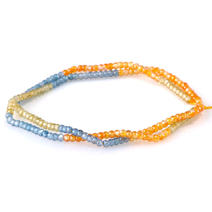 Cubic Zirconia (CZ) 2x3mm Faceted Rondelle Orange & Purple Banded - 15-16 Inch