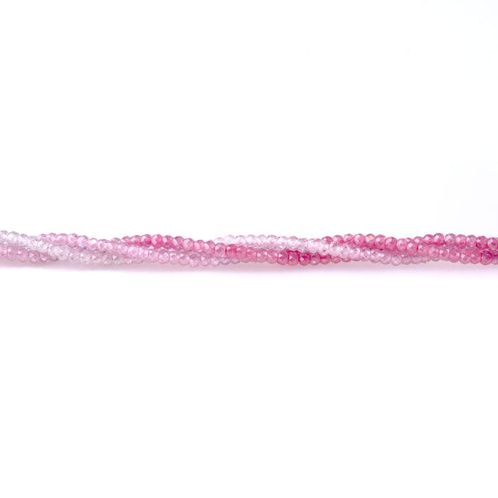 Zirconia 2x3mm Faceted Rondelle Pink Banded - 15-16 Inch