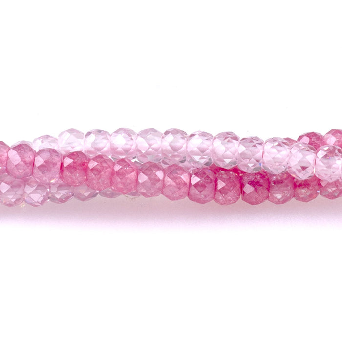 Zirconia 2x3mm Faceted Rondelle Pink Banded - 15-16 Inch