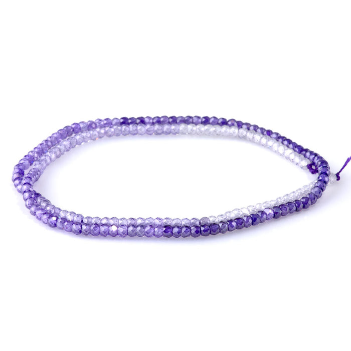 Zirconia 2x3mm Faceted Rondelle Purple Banded - 15-16 Inch