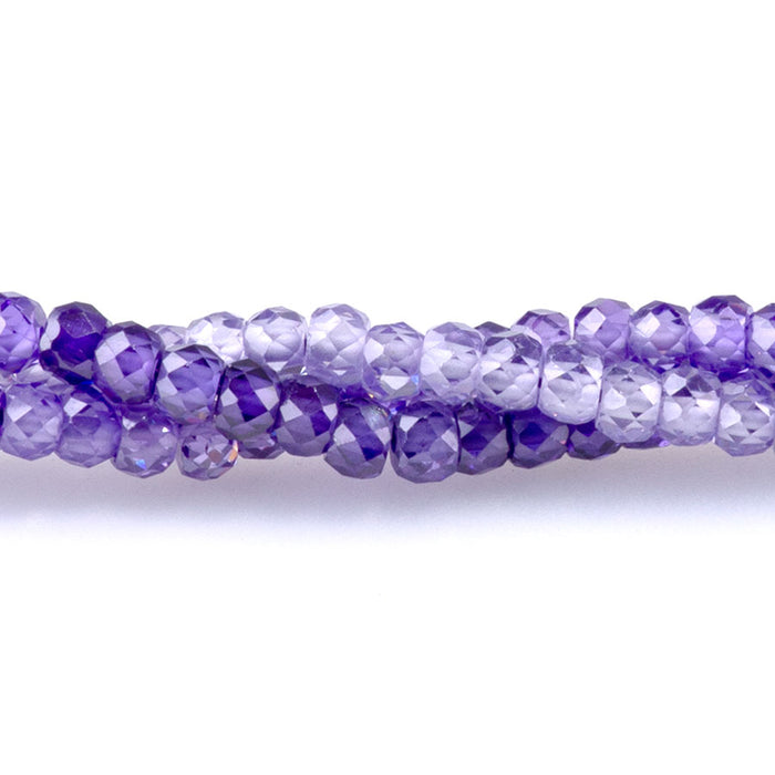 Zirconia 2x3mm Faceted Rondelle Purple Banded - 15-16 Inch