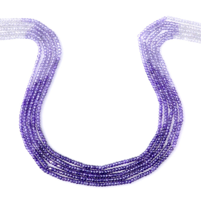 Zirconia 2x3mm Faceted Rondelle Purple Banded - 15-16 Inch