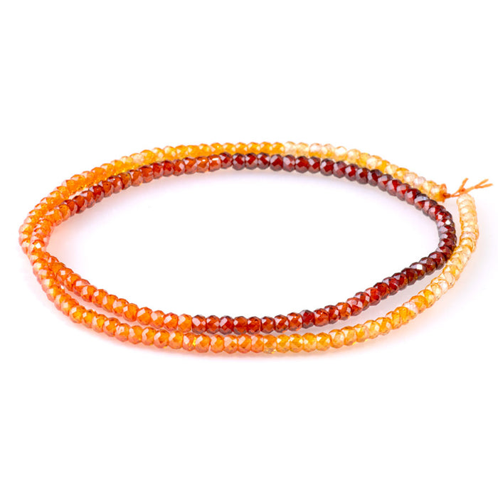 Zirconia 2x3mm Faceted Rondelle Red & Orange Banded - 15-16 Inch