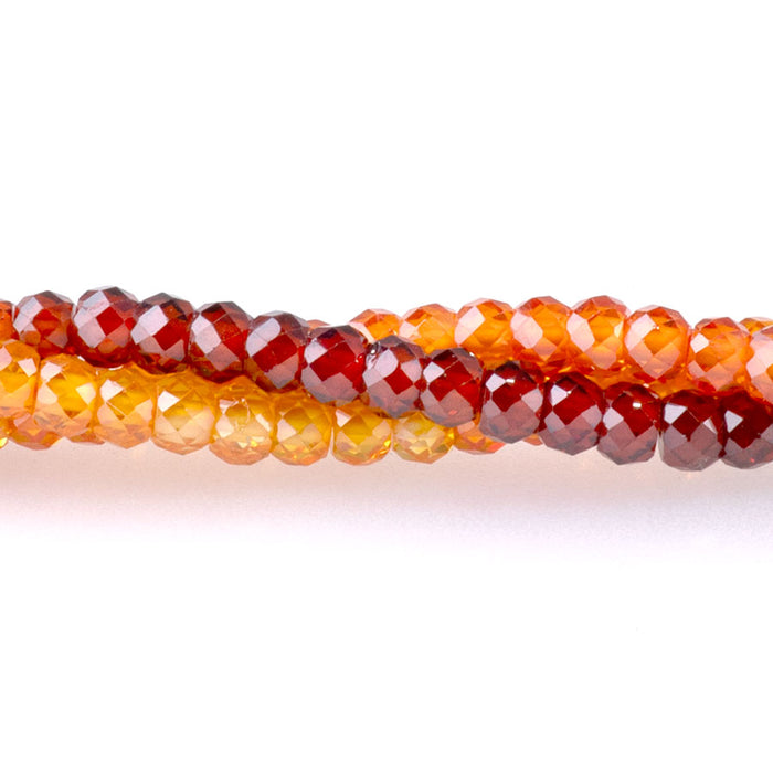 Zirconia 2x3mm Faceted Rondelle Red & Orange Banded - 15-16 Inch