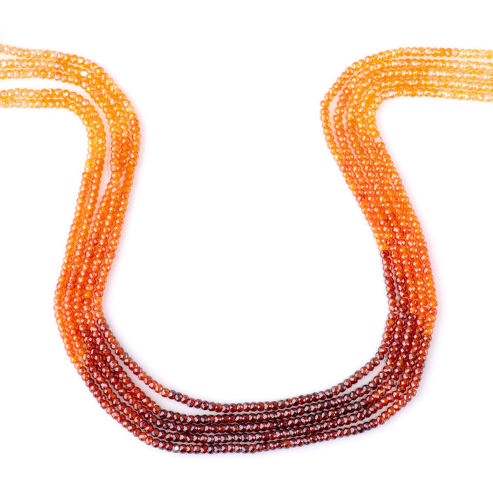 Zirconia 2x3mm Faceted Rondelle Red & Orange Banded - 15-16 Inch