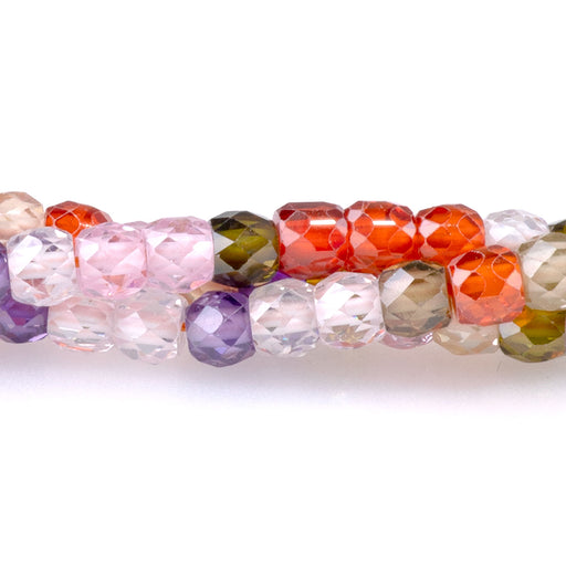 This is a Dakota Stones 3x4mm Zircon Synthetic Gemstone strand with faceted rondelle beads in 15-16 inch strand.