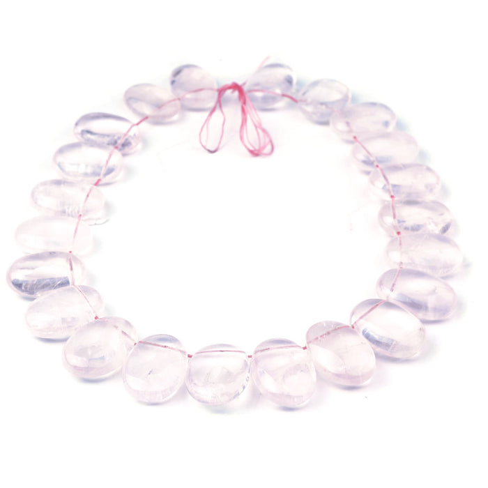 Rose Quartz 18X25mm Top Drilled Puff Oval Collar - 15-16 Inch