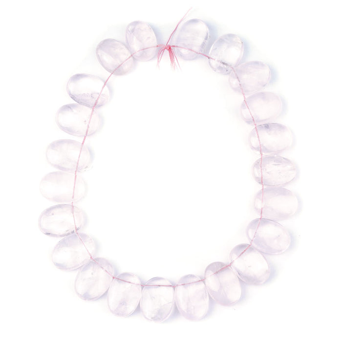 Rose Quartz 18X25mm Top Drilled Puff Oval Collar - 15-16 Inch