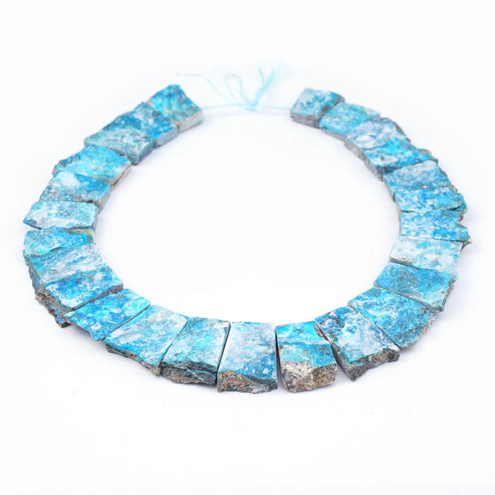 Blue Peruvian Opal Natural 13X23-20X30mm Jagged Rough Collar - 15-16 Inch