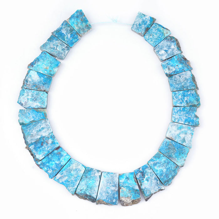 Blue Peruvian Opal Natural 13X23-20X30mm Jagged Rough Collar - 15-16 Inch