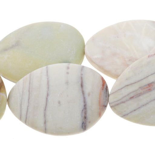 MATTE Australian Butter Jasper 25x35mm Free Form Oval 8-Inch