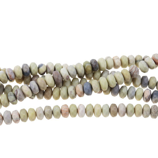 MATTE Australian Butter Jasper 8mm Faceted Rondelle 8-Inch