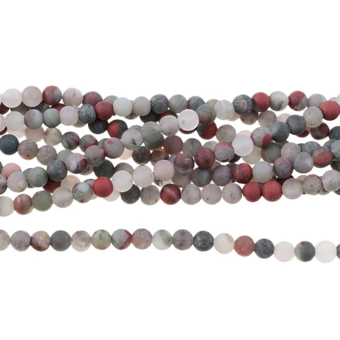 MATTE African Blood Stone 4mm Round 15-16 Inch