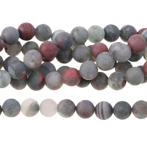 MATTE African Blood Stone 8mm Round 15-16 Inch