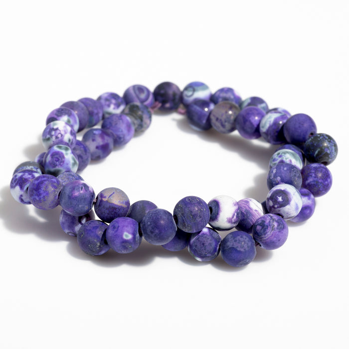 Ancient Cellar Purple Agate 8mm Round Matte - 15-16 Inch