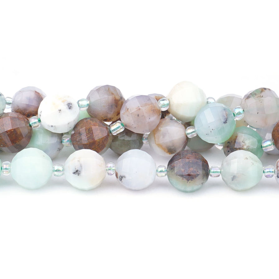Australian Chrysoprase Beads – 10mm Round Step Cut, 15–16
