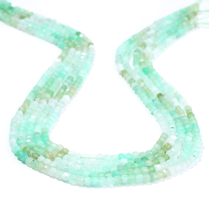 Australian Chrysoprase 3mm Cube Table Cut Banded - 15-16 Inch