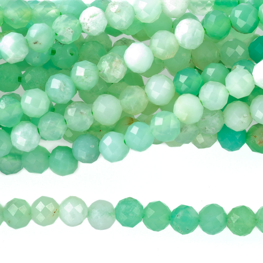 Australian Chrysoprase 3mm Round Faceted A Grade Banded - 15-16 Inch