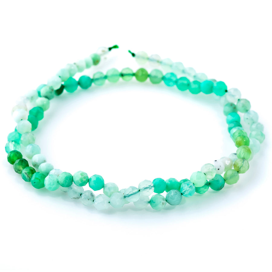 Australian Chrysoprase Banded 4mm Faceted Round A Grade - 15-16 Inch