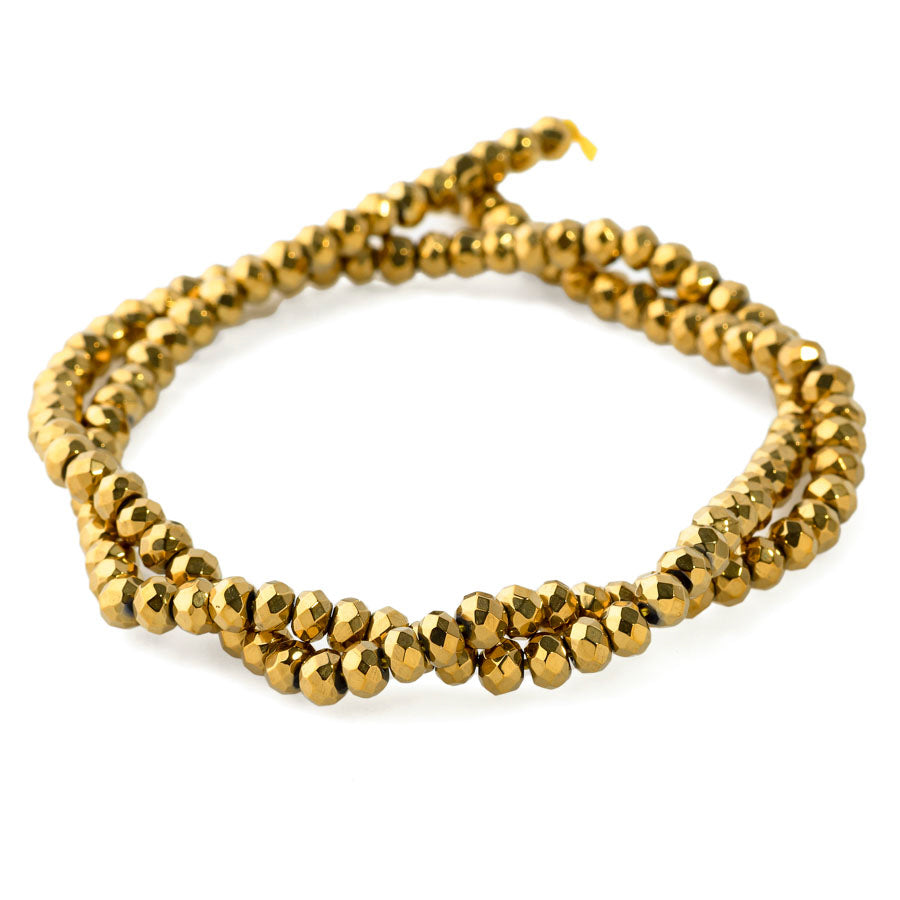 Gold Plated Agate 4mm Rondelle - 15-16 Inch